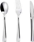 N9R 200PCS Silver Plastic Silverware, Disposable Utensils & Cutlery