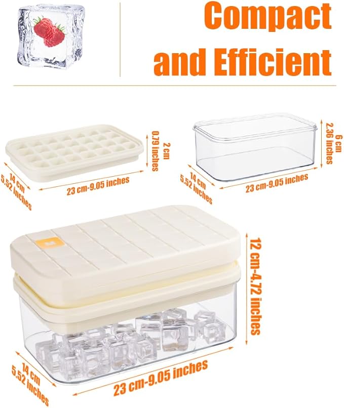 Brigii Ice Cube Tray with Lid & Storage Bin, 56 Cubes Ice Trays for Freezer