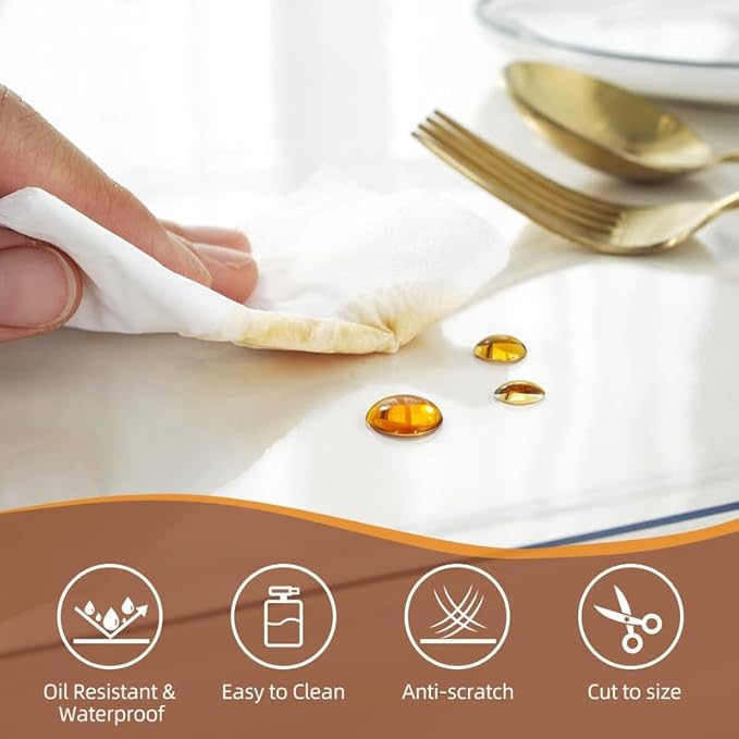 Warmstar Clear Table Cover Protector 16 x 72 Inch,1.5mm Thick Plastic Table Cover Rectangle,PVC Clear Table Protector,Desk Protector Mat for Kitchen, Dresser, Writing Desk，Dining Room Table