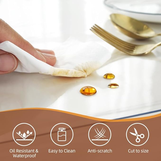 Warmstar Clear Table Cover Protector 40 x 84 Inch,1.5mm Thick Plastic Table Cover Rectangle,PVC Clear Table Protector,Desk Protector Mat for Kitchen, Dresser, Writing Desk，Dining Room Table
