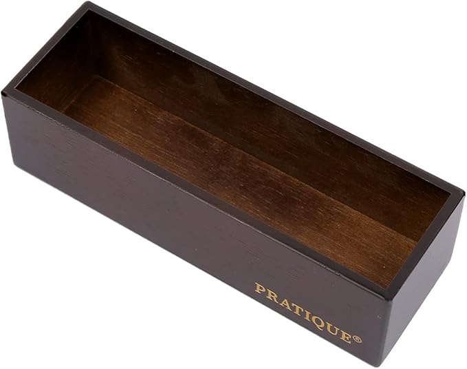 PRATIQUE Bamboo Drawer Organizer - Kitchen Utensil Organizer Silverware Tray Cutlery Holder，Office Desk Supplies and Accessories,8.9 * 3 * 2.6,Nut-brown