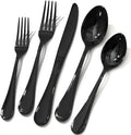 18/10 Stainless Steel Silverware Set for 12, 60 Piece Black Flatware Set