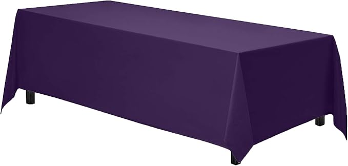Gee Di Moda Rectangle Tablecloth - 70 x 120 Inch Purple Table Cloth for 6 or 8 Foot Rectangle Tables - Heavy Duty Washable Fabric - for Holiday Party, Dinner, Weddings, Baby Shower & Events