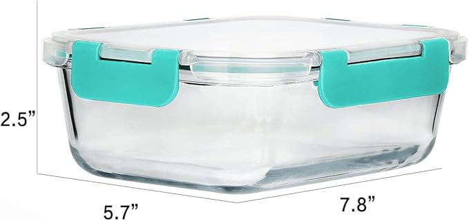 M MCIRCO 8 Pack,30 oz Glass Food Storage Containers with Lids, Green