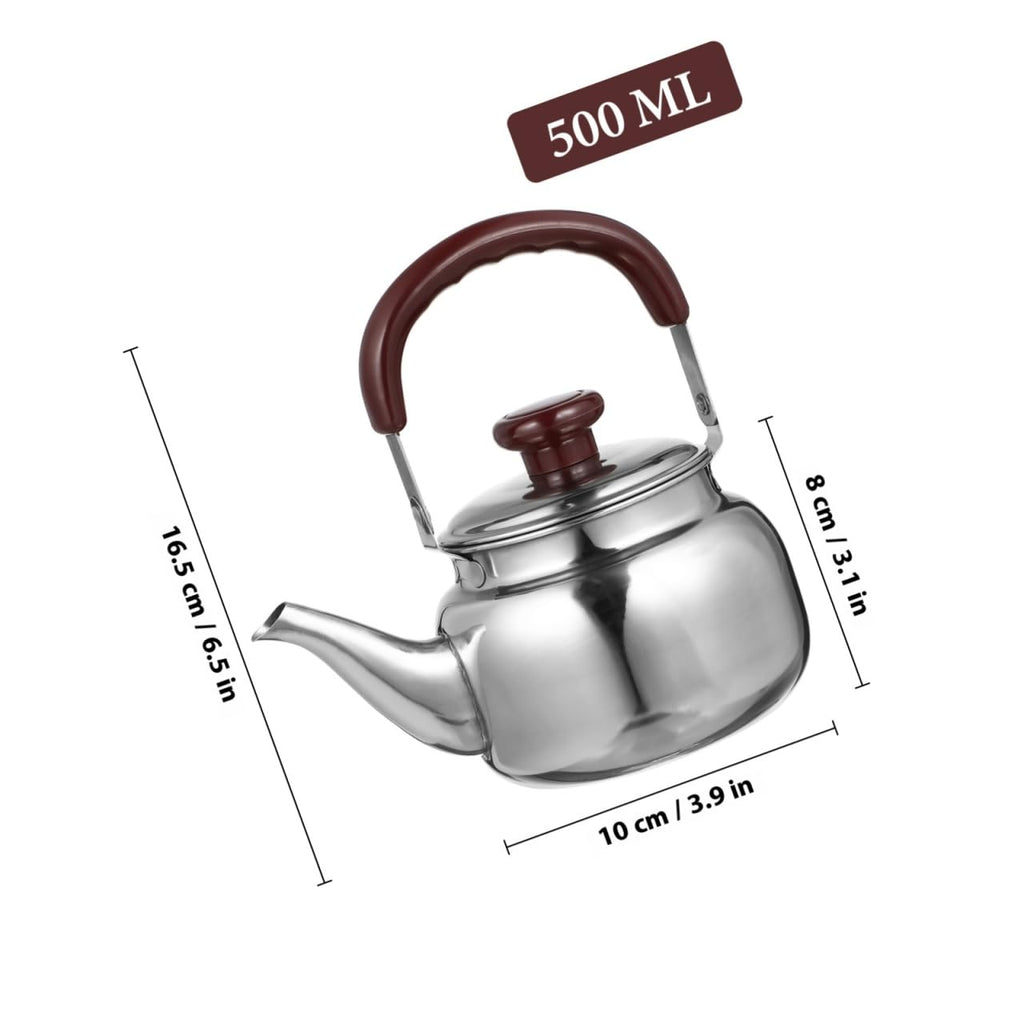 LIFKOME Traditional Stainless Steel Heavy Duty Tea Kettle With Sandwich Bottom and Specialty Cool Touch Handling Mirror Finish Stainless Steel Whistling Tea Kettle Stove Top