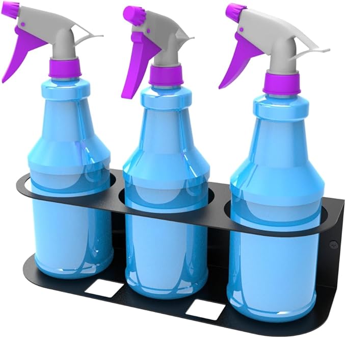 JINGCHENGMEI 3 Spray Bottles Holder, Steel Wall Mount Storage Organizer