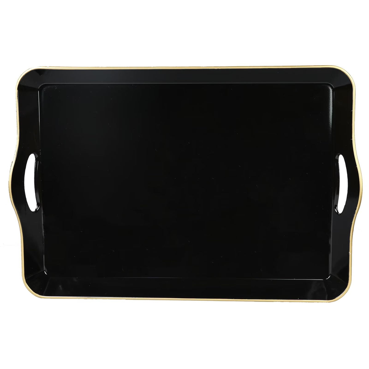 Spsyrine Green Decorative Serving Tray with Handles, Elegant Plastic Coffee Table Tray for Ottoman, Living Room, Home Decor 15.6" X 10.2"