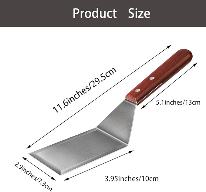 KLAQQED Metal Spatula for Cast Iron Skillet Grill Stainless Steel Spatula for Burger, Fish Turner Griddle Spatula, Spachulas Egg Flipper, Flat Top Metal Spatula for Cooking BBQ