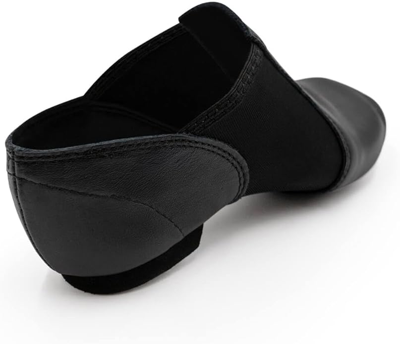 Capezio Women's E Series Jazz Slip-on Shoe – Comfortable Soft Leather with Neoprene Arch Support for Quick Changes, Non-Slip Sole, Lightweight Design, Size 10W, Black