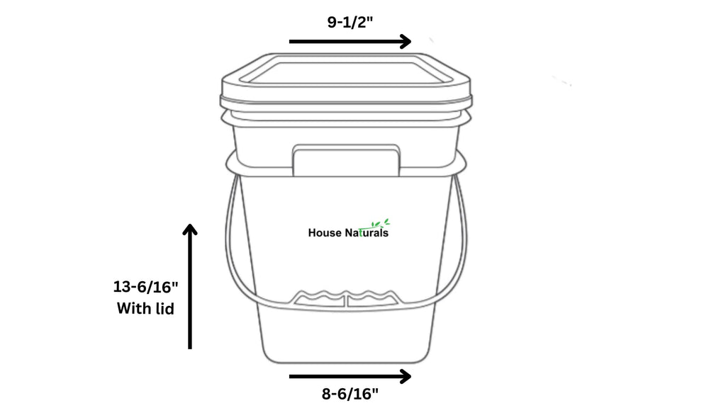 House Naturals 4 Gallon Square Food Grade Bucket Pail with Plastic Handles and Lid (Pack of 3) Made in USA containers (Aqua-White lids)
