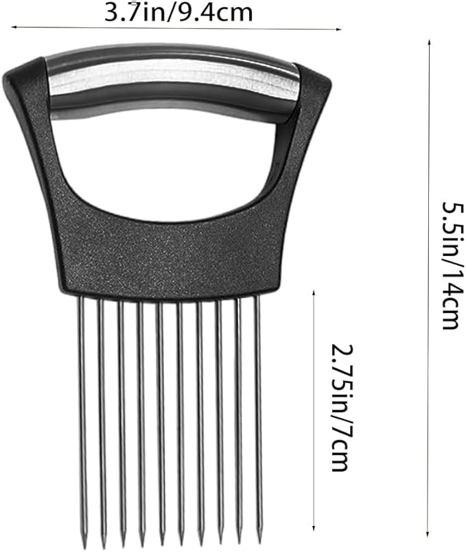 Vyooxcy Stainless Steel Onion Holder for Slicing ，Meat Tenderizer，Fruits Veg Meat Onion Cutter for Slicing and Storage of Avocados Lemon Potato Tomato and Other Meat Stalking Fork, MINI, Silver