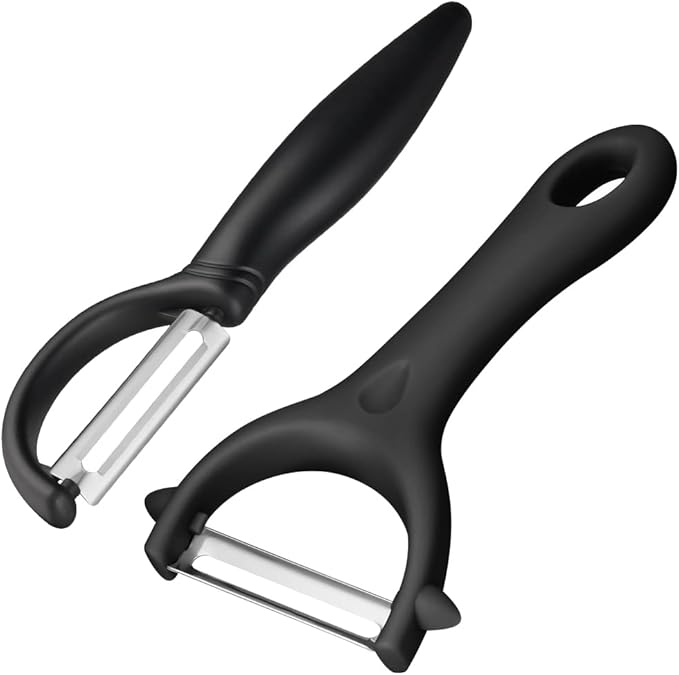AUAUY 2PCS Potato Peeler, Y and I-Shaped Swivel Vegetable Peeler Set, Black