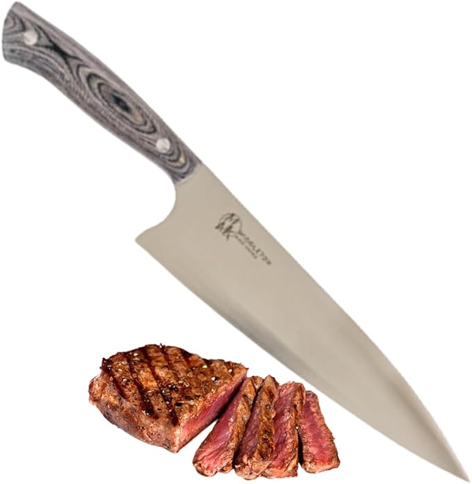 Middleton Made Knives Echo 8 Inch Chef Knife, AEB-L Stainless, Charcoal