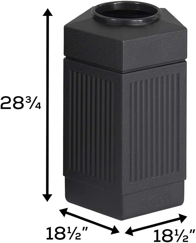Safco Canmeleon Indoor Outdoor Trash Can, Pentagon, Open Top, 30 Gallon, Black 30