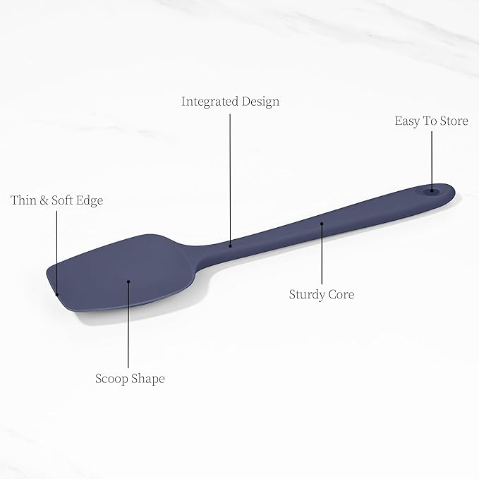 Lilybeam 600ºF Heat Resistant Silicone Spoon Spatula Set of 3, Blue