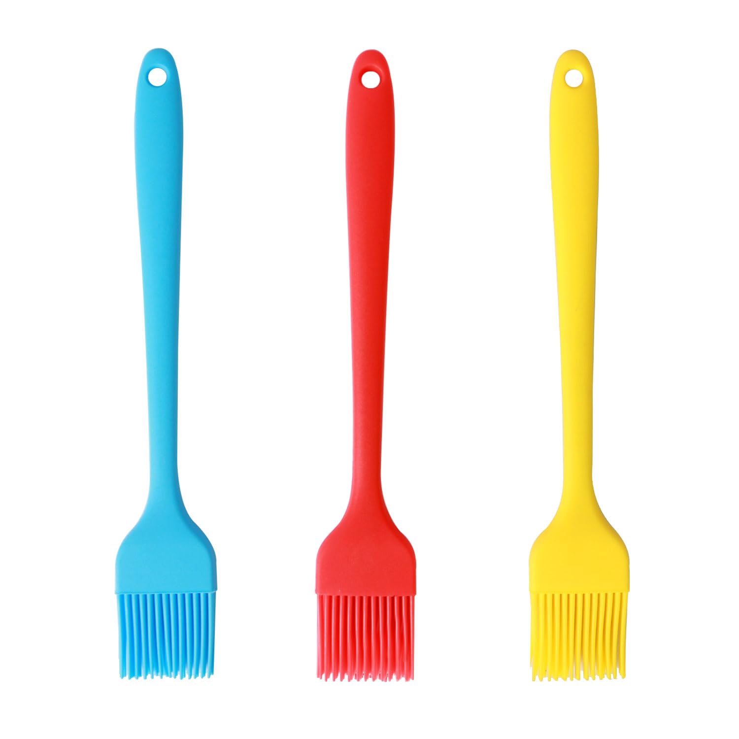 Silicone Basting Pastry Brush, Limso 3 PCS Heat Resistant Food Brush, Food Brush Suitable for BBQ Grill and Baking, Dishwasher Safe (3 Colors)