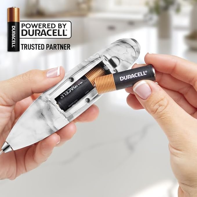 Zulay Kitchen Powerful Milk Frother Wand With Duracell Batteries - Ultra Fast Handheld Drink Mixer - Electric Whisk Foam Maker for Coffee, Lattes, Cappuccino & Matcha - Z1 Motor - Quartz