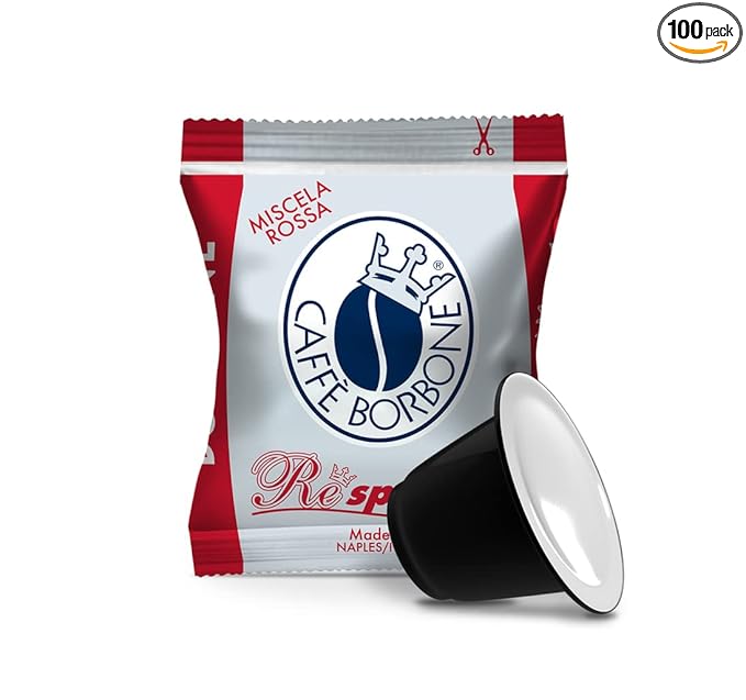 Caffè Borbone Miscela Rossa Espresso Pods Compatible with Nespresso Original Machines, Dark Roast Red Blend, 100 Count Espresso Coffee Pods