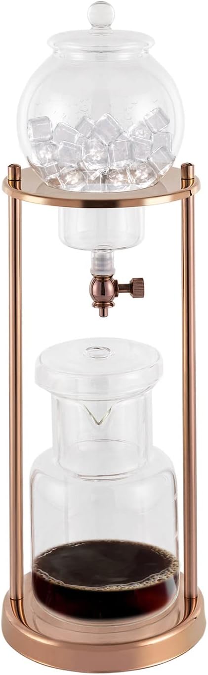 Uphilltool Cold Brew Drip Coffee Maker, 600ml/20.29oz Iced Coffee Brewer Machine Dripper Pot with Measuring Spoon and Stainless Steel Filter for Home Office Coffee Shop