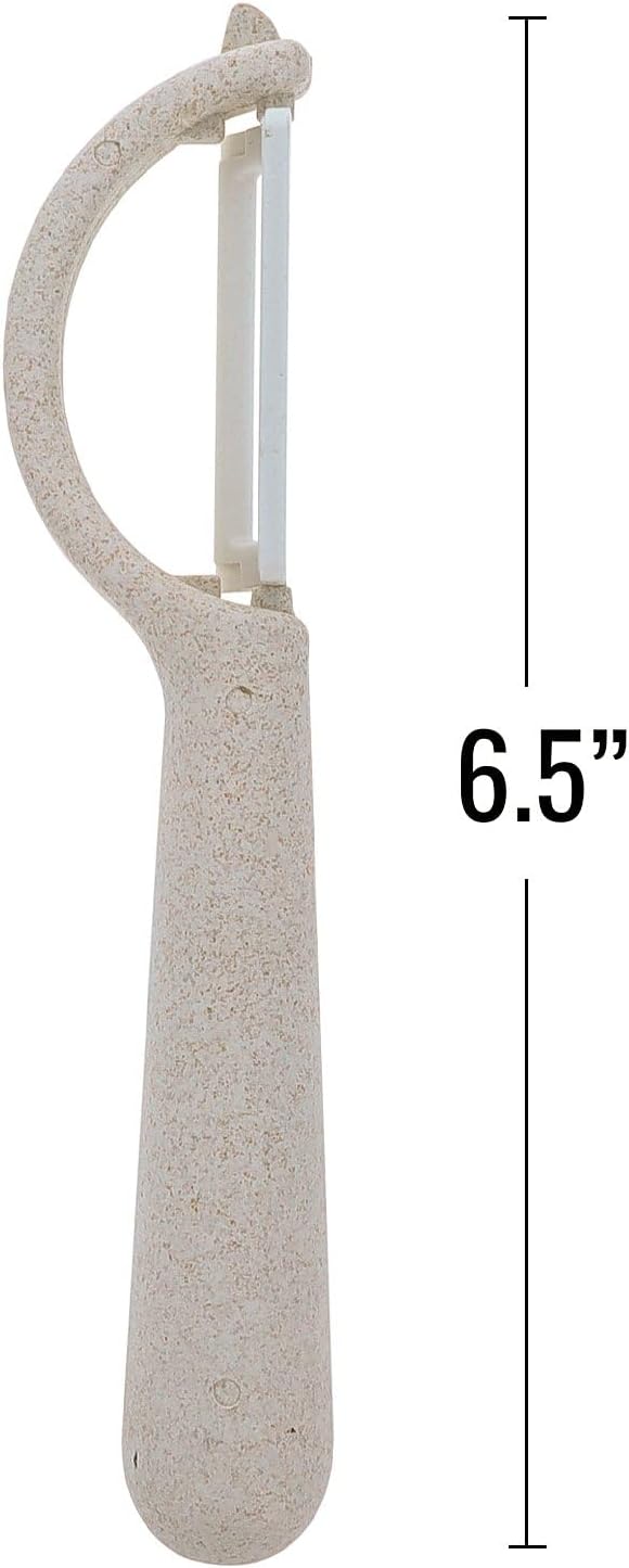 Beille Wheat Straw Vegetable Peeler with Ceramic Blade, 6.5 Inch Eco Friendly Kitchen Gadget, BPA Free Food Prep Tool, Dishwasher Safe Potato Apple Carrot Peeler