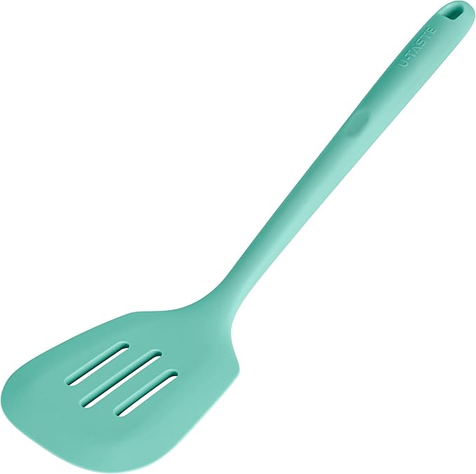 U-Taste Silicone Turner Slotted Spatula, 13.6" Long/3.7" Wide, Aqua Sky