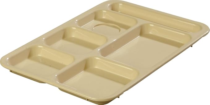 Carlisle FoodService Products / Brands-P614R25 Rectangular Tray w/ (6) Compartments, Polypropylene, Tan, 10" x 14