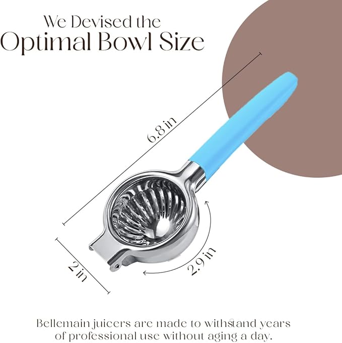 Bellemain Metal Lemon Squeezer, Stainless Steel Citrus Juicer, light blue