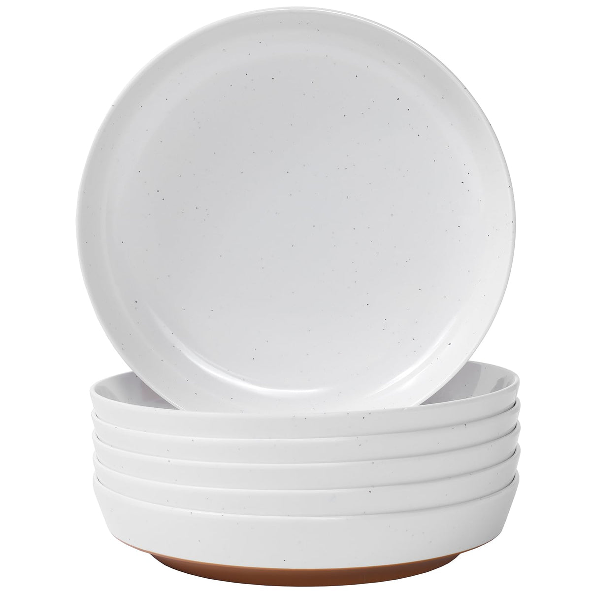 Webbylee 6-inch Melamine Bowls set of 6-20-ounce Dinnerware Cereal Bowls for Soup, Salad & Dessert | Dishwasher Safe & Space Saving(White/Grey)