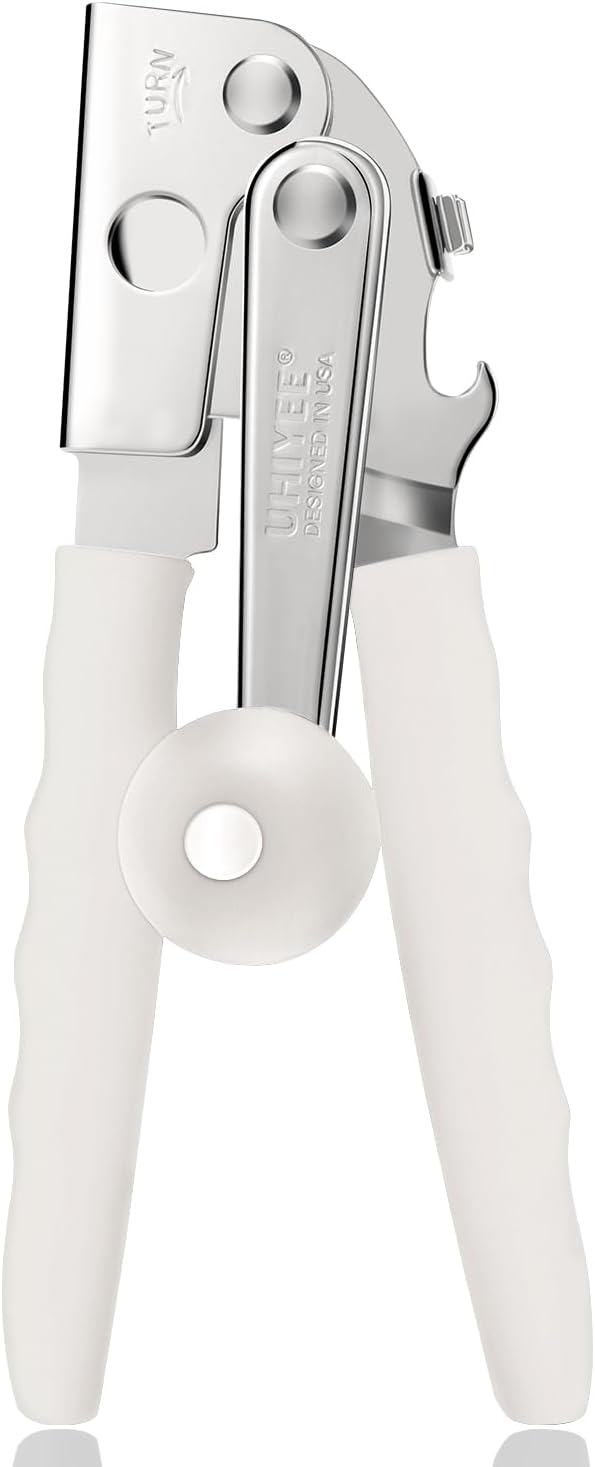 UHIYEE Commercial Can Opener Heavy Duty, Hand Crank for Large Cans, White