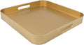 SforGUVA Square Gold Decorative Serving Tray with Handles, Versatile Ottoman Tray for Coffee Table, Entertaining, Outdoor Patio, Living Room, 13”*13”*1.6”