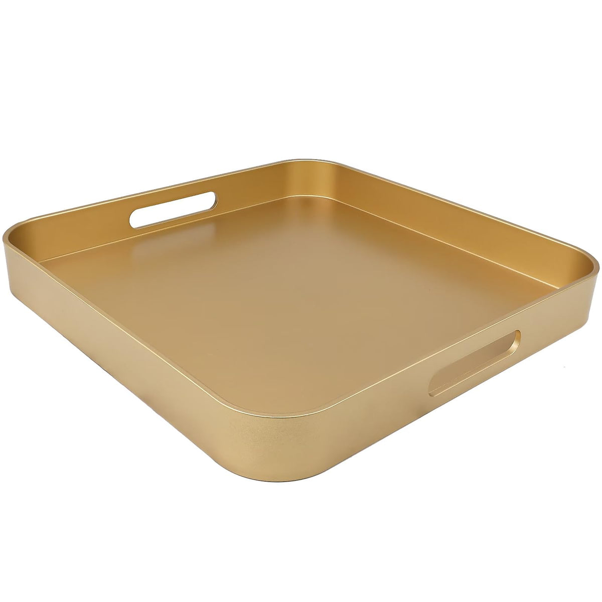 SforGUVA Square Navy Blue Decorative Serving Tray with Handles, Versatile Ottoman Tray for Coffee Table, Entertaining, Outdoor Patio, Living Room, 13”*13”*1.6”