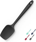 Doosu 600°F High Heat Silicone Spoon Spatula for Cooking (Black, 11.4in)