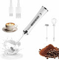 PRIMOVATE Rechargeable Milk Frother Handheld, Electric Coffee Frother with 2 Whisk, 3-Speed Powerful Drink Mixer, USB-C, Milk Foamer for Coffee, Latte, Cappuccino,Matcha & HotChocolate(White no Stand)