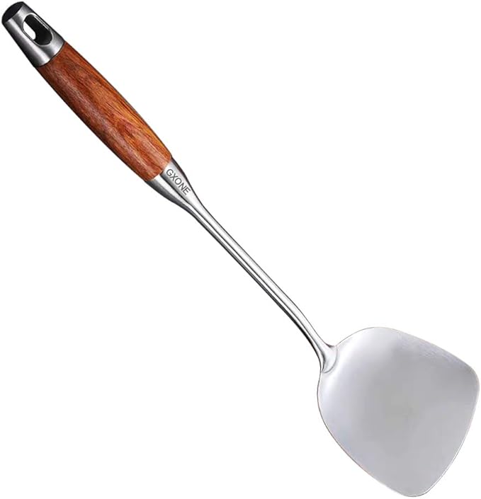 Chinese Wok Spatula, 304 Stainless Steel,with Wooden Handle, 15.7 Inch