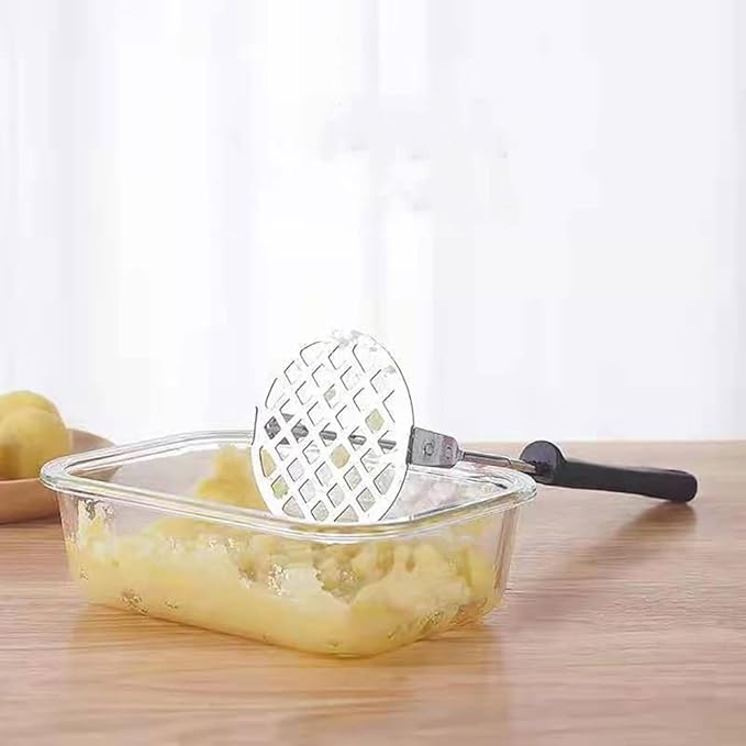 Cawein Potato masher with non-slip handle, stainless steel masher masher kitchen tool for potatoes, sweet potatoes, beans, vegetables, fruits, baby food, avocados and more