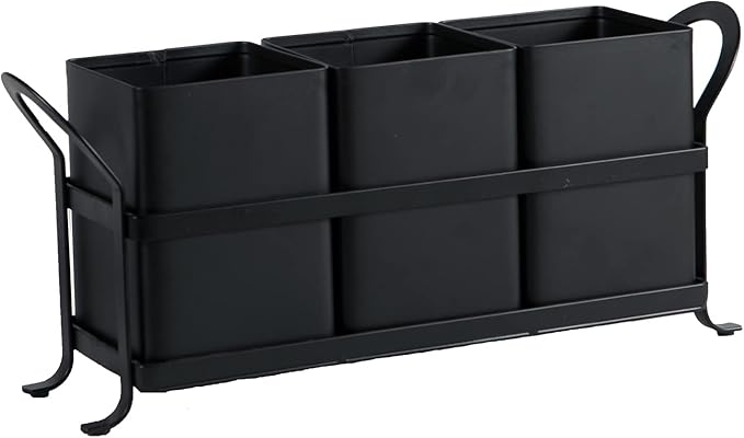 NelyBet Flatware, Cutlery,Kitchen Utensil & Silverware Caddy Organizer Bin Holder for Forks, Spoons, Knives - Perfect for Kitchen Countertop- Black