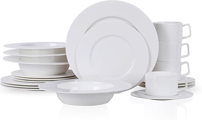 Stone Lain Sylvie 20 Pieces Bone China Dinnerware Set, White