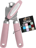 GORILLA GRIP Original Model Stainless Steel Smooth Edge Manual Can Opener and Bottle Openers, US Designed, Comfortable Handle, Oversized Handheld Turn Knob, Multifunctional Kitchen Tool, Pink