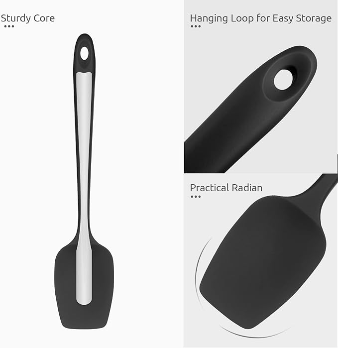 U-Taste Silicone Spoon Spatula, 480°F High Temp Spoonula, 11.38", Black