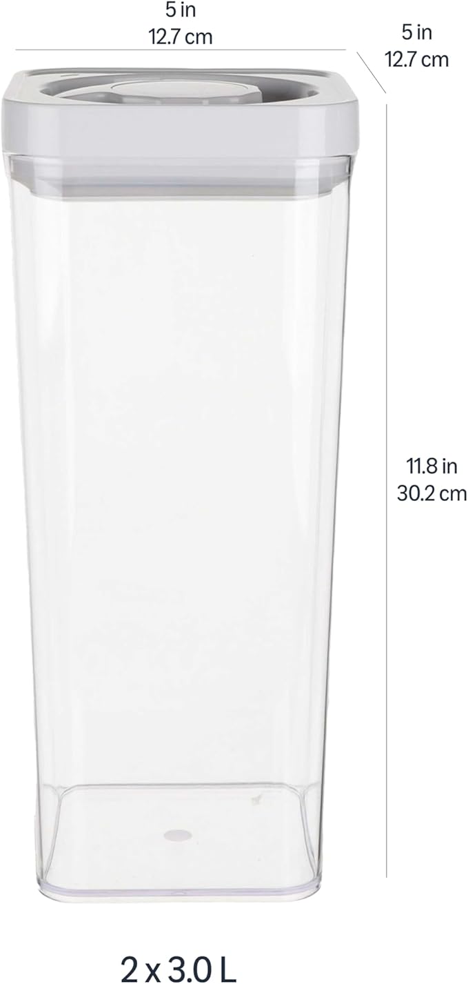 Amazon Basics Airtight Food Storage Containers, BPA Free, Dishwasher Safe, with Twist/Turn Lids, for Kitchen Pantry Organization, 10-Piece Square Set, Clear Plastic