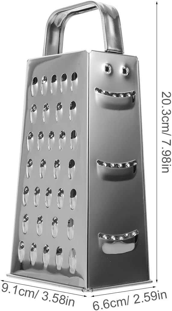 MAGICLULU 8-Inch Box Cheese Grater with Handle - Heavy Duty Stainless Steel 4-Sided Vegetable Slicer, Shredder & Zester, Potato & Citrus - Multipurpose Manual Kitchen Food Tool