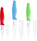 Magiware 6-Piece Ceramic Paring Knife Set with Sheaths-Sharp and Healthy (include 5 inch 4 inch 3 inch Utility Fruit Paring Knife)-color01,Red,win0529