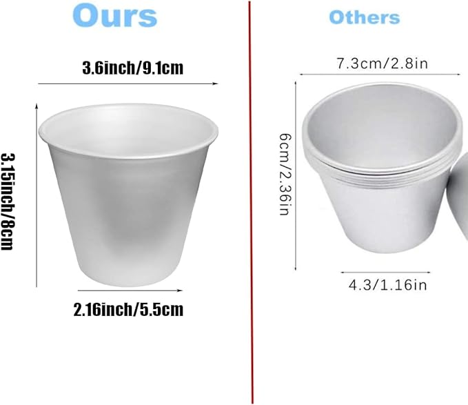 Aluminum Popover Pan Individual Pudding Cups Flan Molds 3.15 inch Height