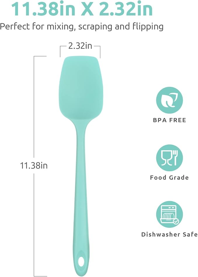 U-Taste Silicone Spoon Spatula, 600°F High Temp Spoonula, 11.38", Aqua Sky