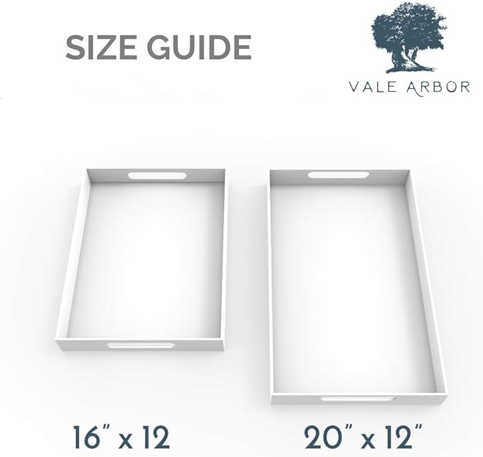 Clear Large Acrylic Serving Tray 20x12, Waterproof Modern Coffee Table Tray with Handles, Decorative Rectangle Acrylic Organizers for Living Room, Bar Cart, Bathroom Decor & Vanity Desk Decor