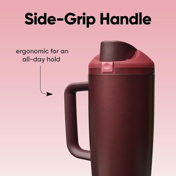 Owala FreeSip Tumbler Stainless Steel Water Bottle 40 oz Black Cherry