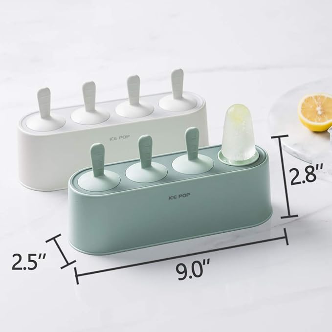 WYOK Popsicle Molds 4-Cavity Silicone Ice Pop Mold (Green, IcyClassic Pops)