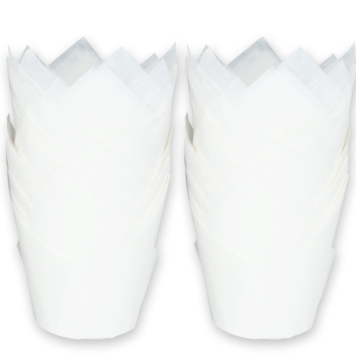 MyBakning Large size White+Brown Tulip Baking Cups 2-1/4"(Base diameter) x 4"(Wall height) Greaseproof paper baking cupcake Muffin liners, Case of 130 pcs