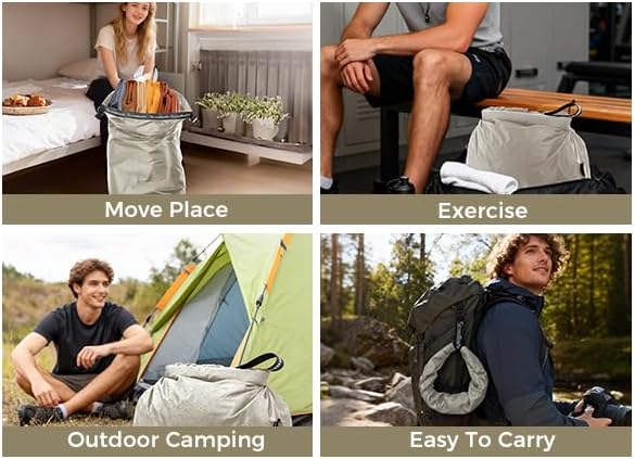 Compression Travel Laundry Bag for Dirty Clothes, Pump-Free Laundry Bag for Suitcase & Dorm, Waterproof Wet Dry Clothes Organizer, Large Capacity Space Saving Travel Bag (1 Pcs)(Gray, M)