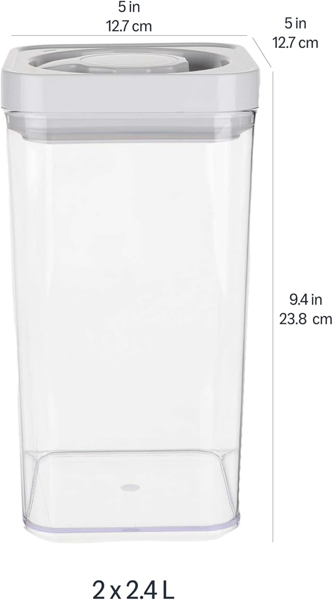 Amazon Basics Airtight Food Storage Containers, BPA Free, Dishwasher Safe, with Twist/Turn Lids, for Kitchen Pantry Organization, 10-Piece Square Set, Clear Plastic